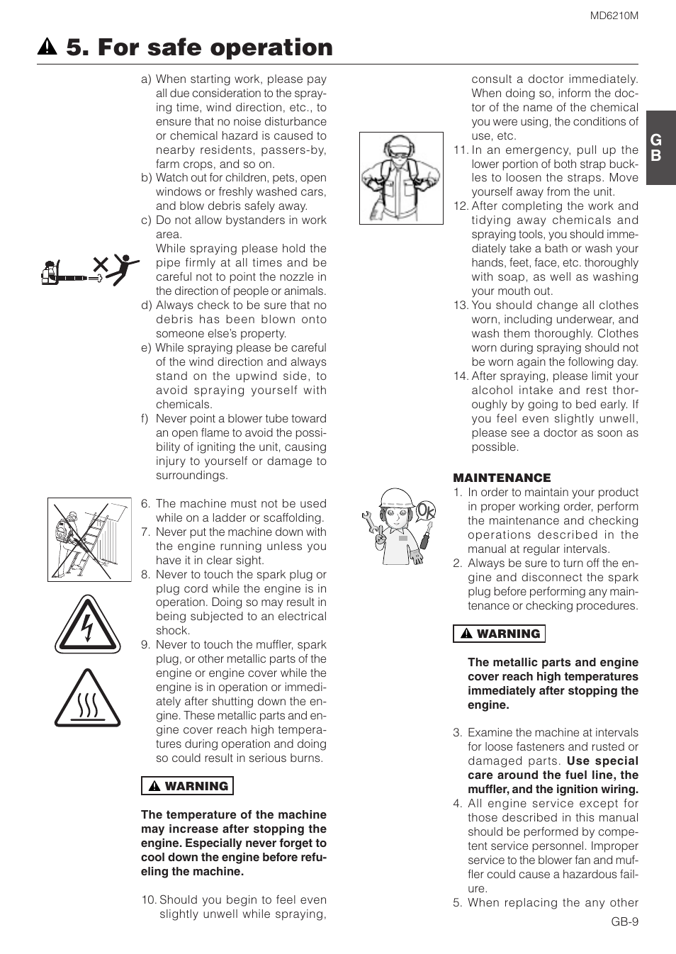 For safe operation | Zenoah MISTER MD6210M User Manual | Page 9 / 18