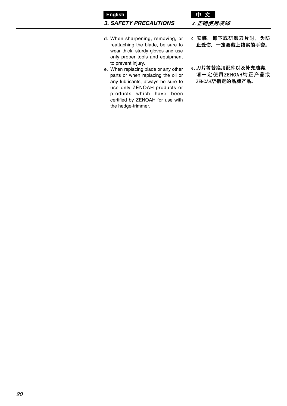 Zenoah EHT601D User Manual | Page 20 / 40