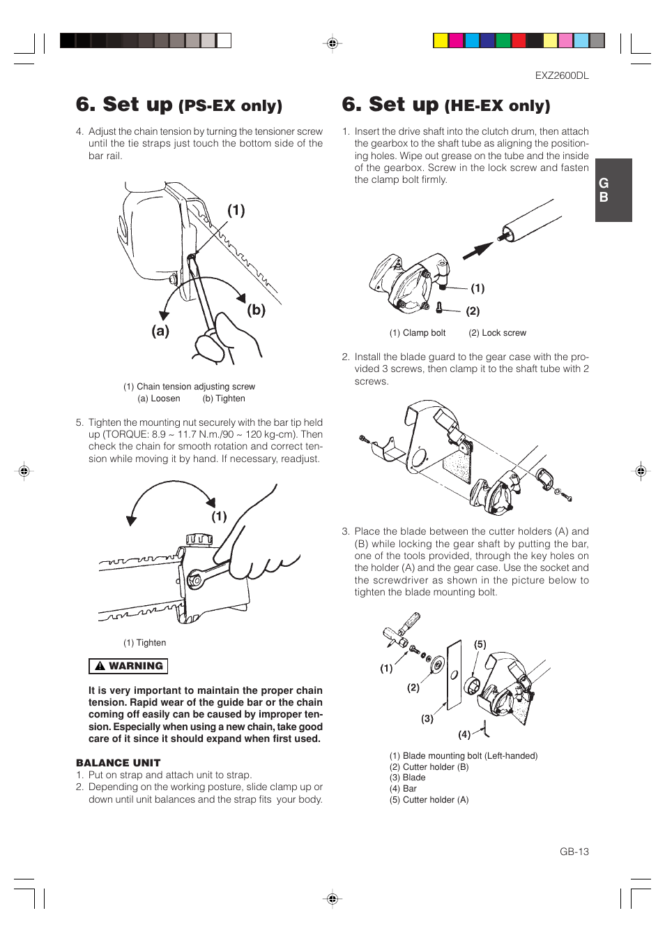 Set up, Ps-ex only), He-ex only) | Zenoah EXZ2600DL User Manual | Page 13 / 32