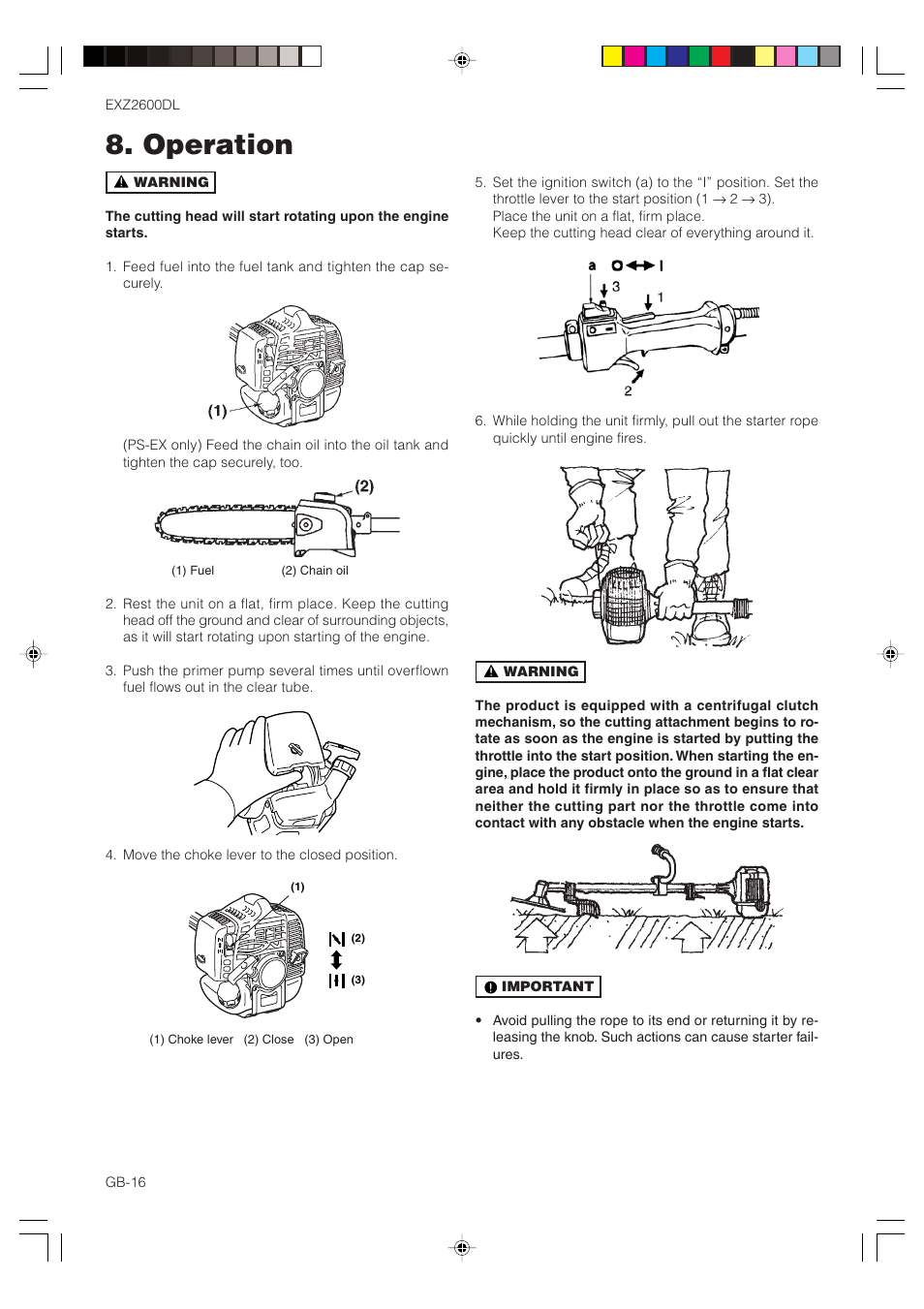 Operation | Zenoah EXZ2600DL User Manual | Page 16 / 32