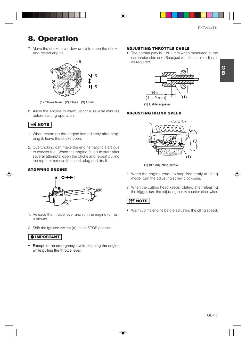 Operation | Zenoah EXZ2600DL User Manual | Page 17 / 32