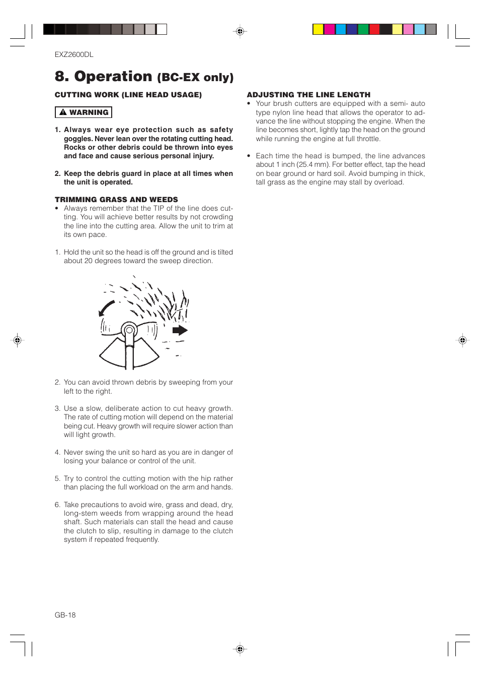Operation, Bc-ex only) | Zenoah EXZ2600DL User Manual | Page 18 / 32