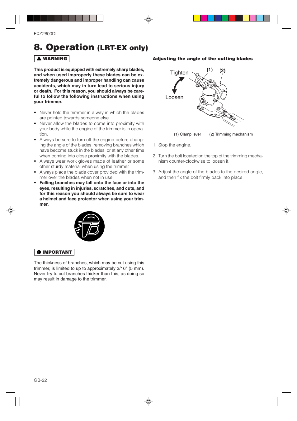 Operation, Lrt-ex only) | Zenoah EXZ2600DL User Manual | Page 22 / 32