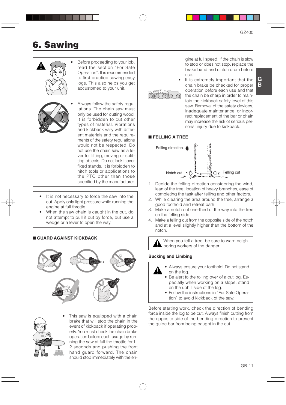Sawing | Zenoah GZ400 User Manual | Page 11 / 15