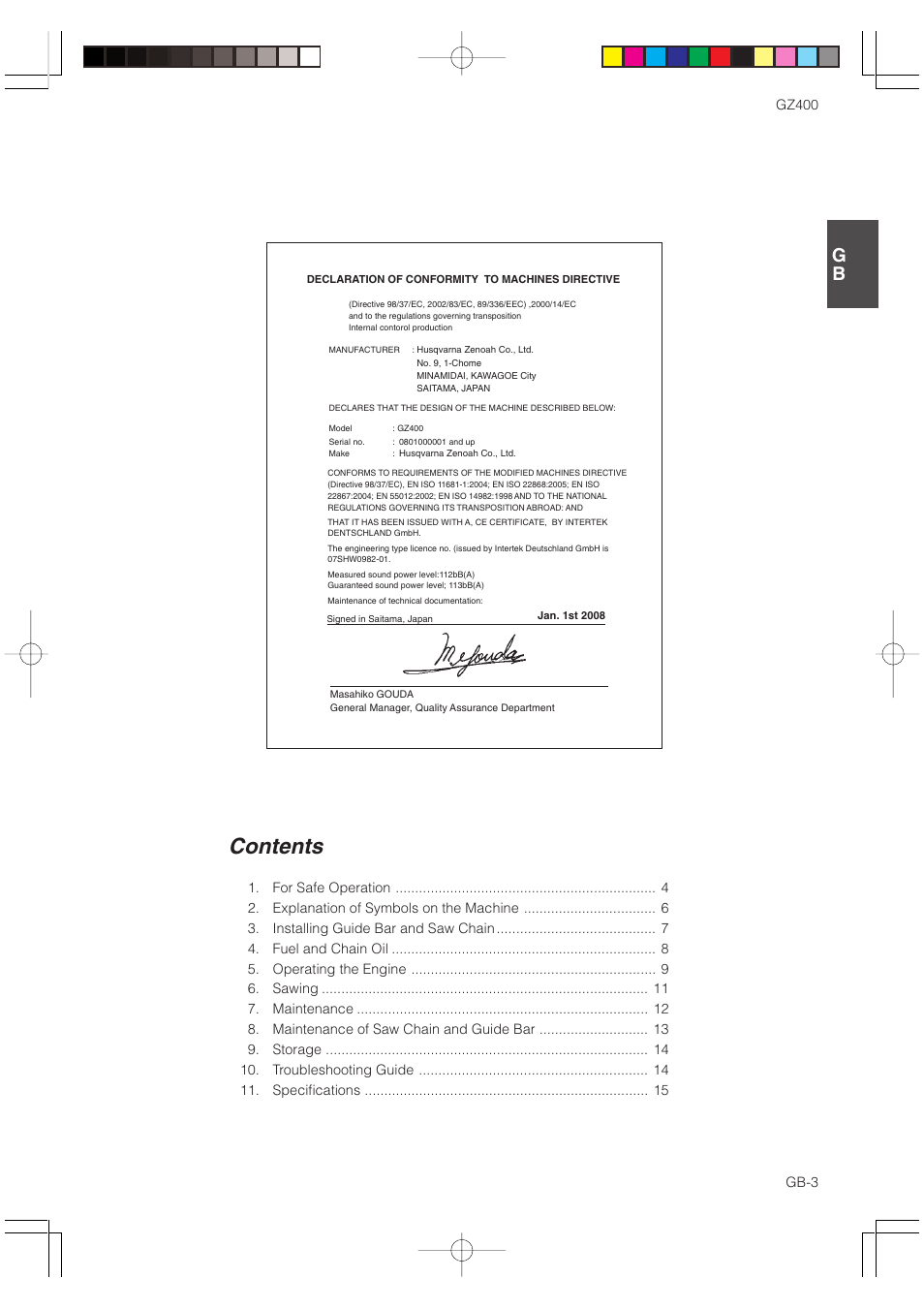 Zenoah GZ400 User Manual | Page 3 / 15