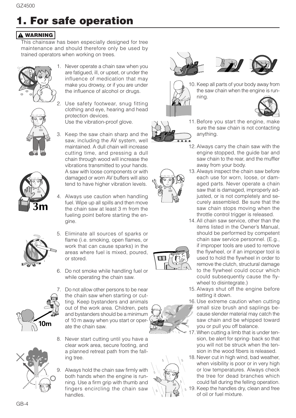 For safe operation | Zenoah GZ4500 User Manual | Page 4 / 15