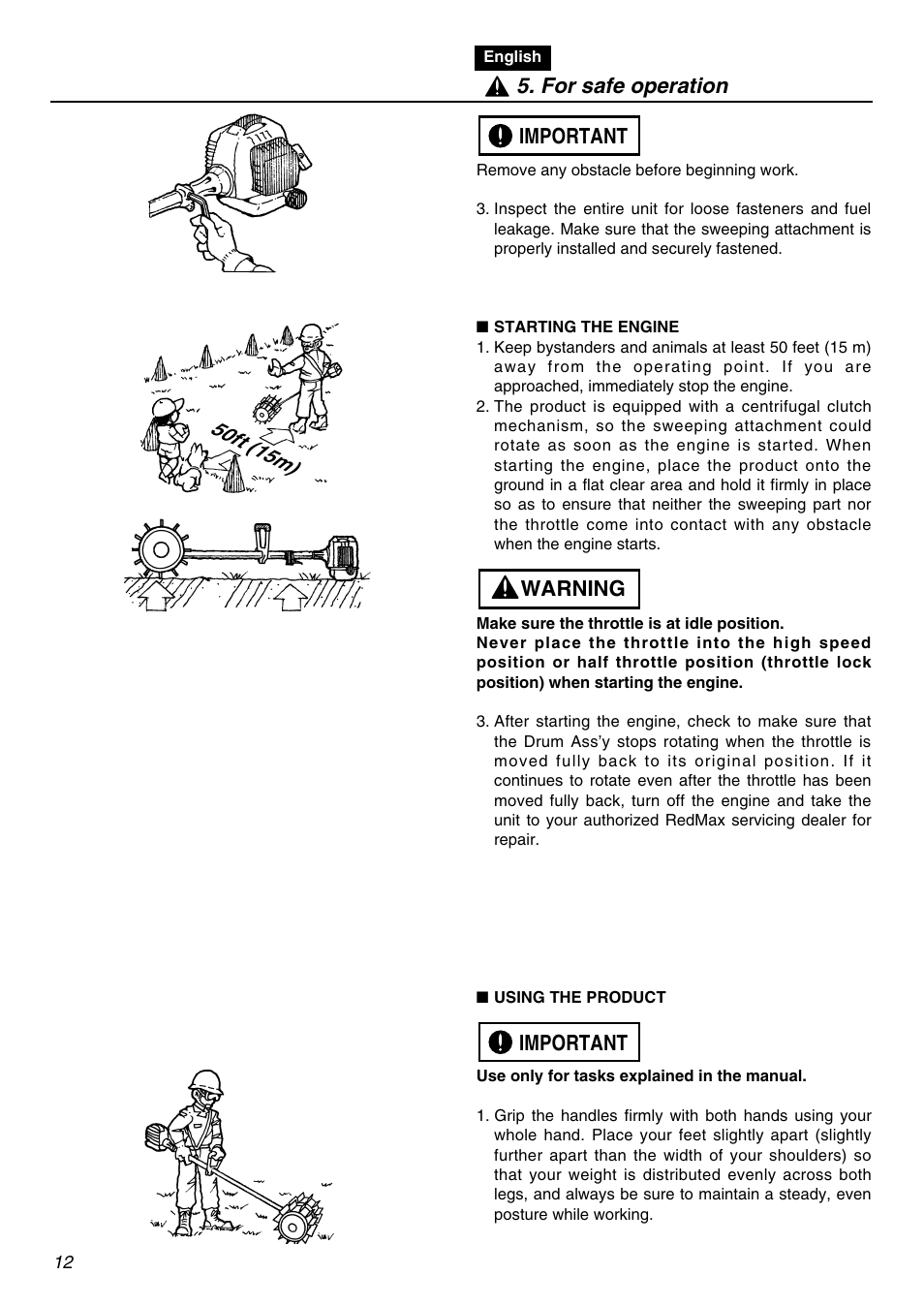 Important warning important 5. for safe operation | Zenoah RMNBZ2601 User Manual | Page 12 / 64