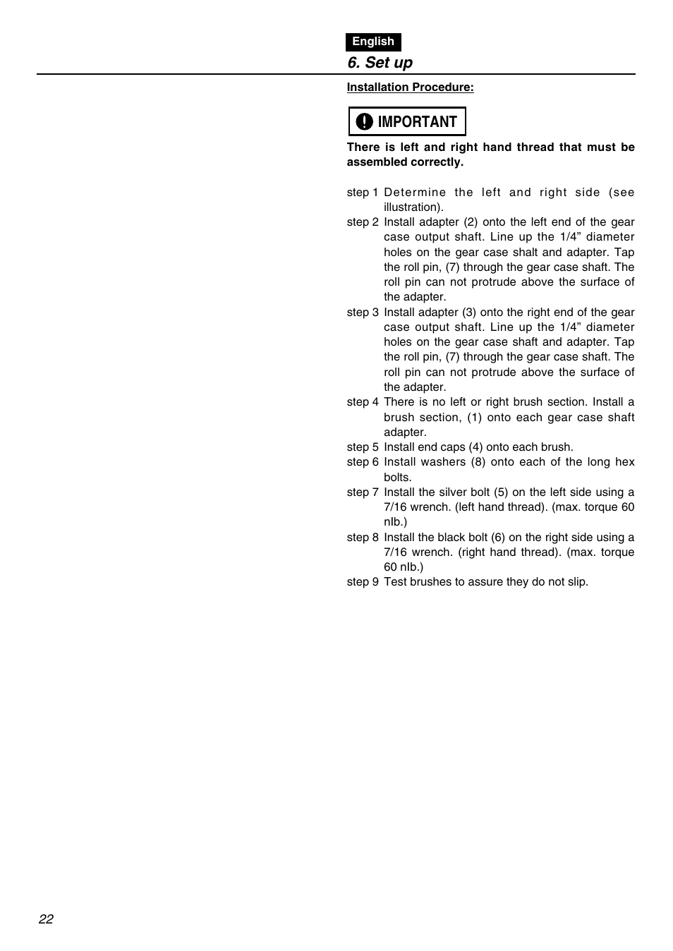 Set up, Important | Zenoah RMNBZ2601 User Manual | Page 22 / 64