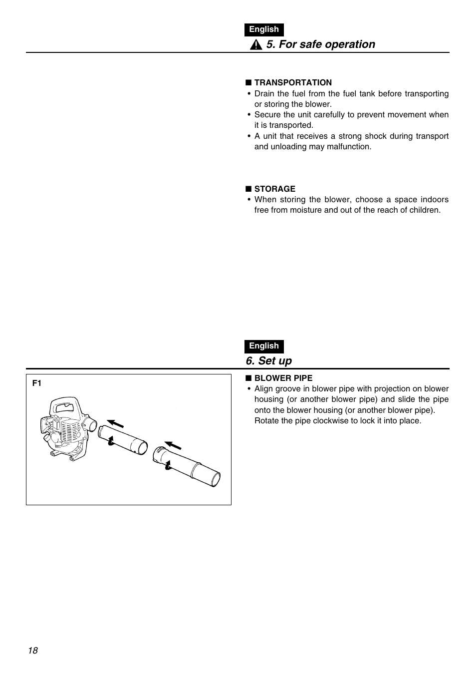 For safe operation, Set up | Zenoah HBZ2600 User Manual | Page 18 / 52