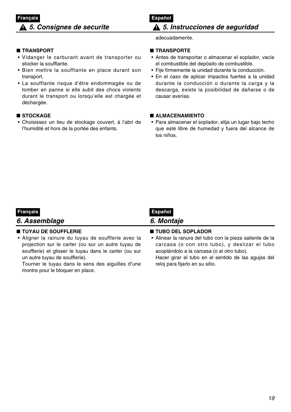 Assemblage 6. montaje | Zenoah HBZ2600 User Manual | Page 19 / 52