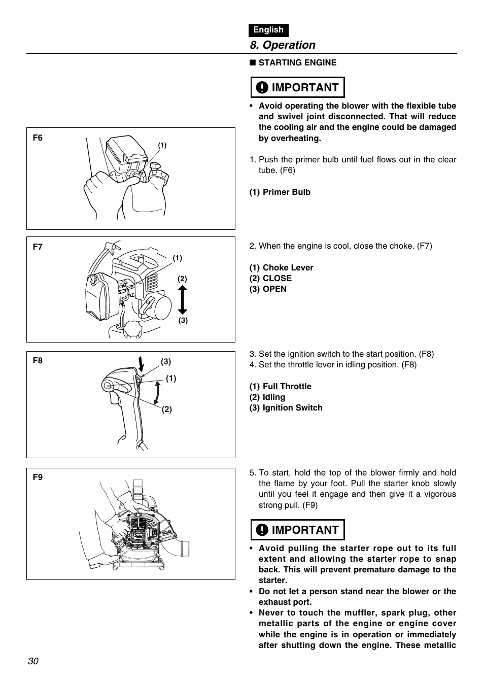 Operation, Important | Zenoah EBZ3000RH-CA User Manual | Page 30 / 60