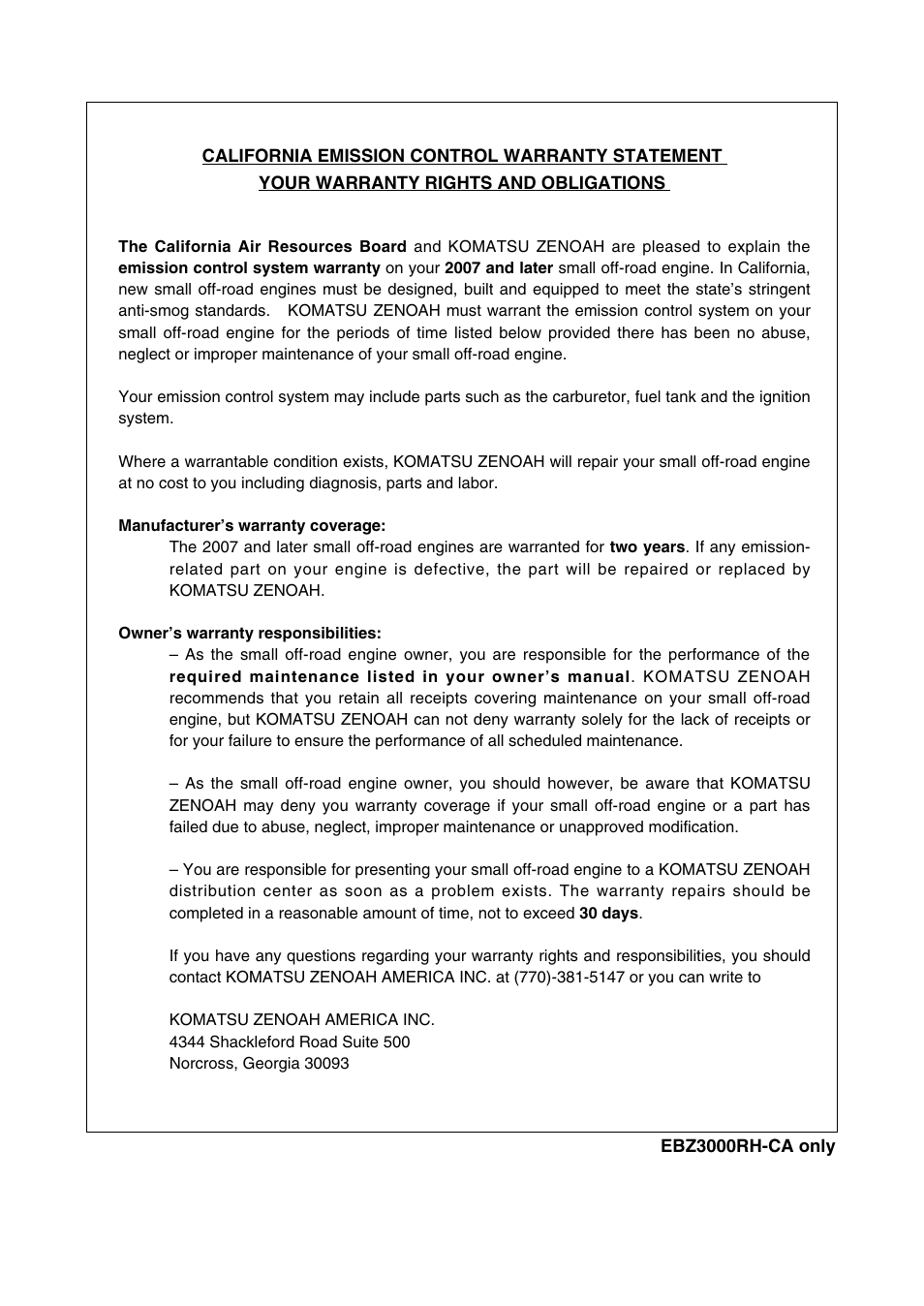 Zenoah EBZ3000RH-CA User Manual | Page 52 / 60