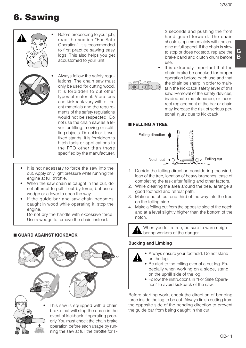 Sawing | Zenoah G3300 User Manual | Page 11 / 16