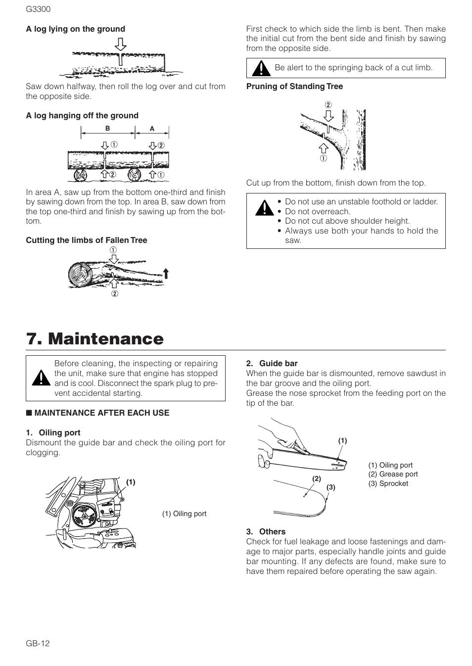 Maintenance | Zenoah G3300 User Manual | Page 12 / 16