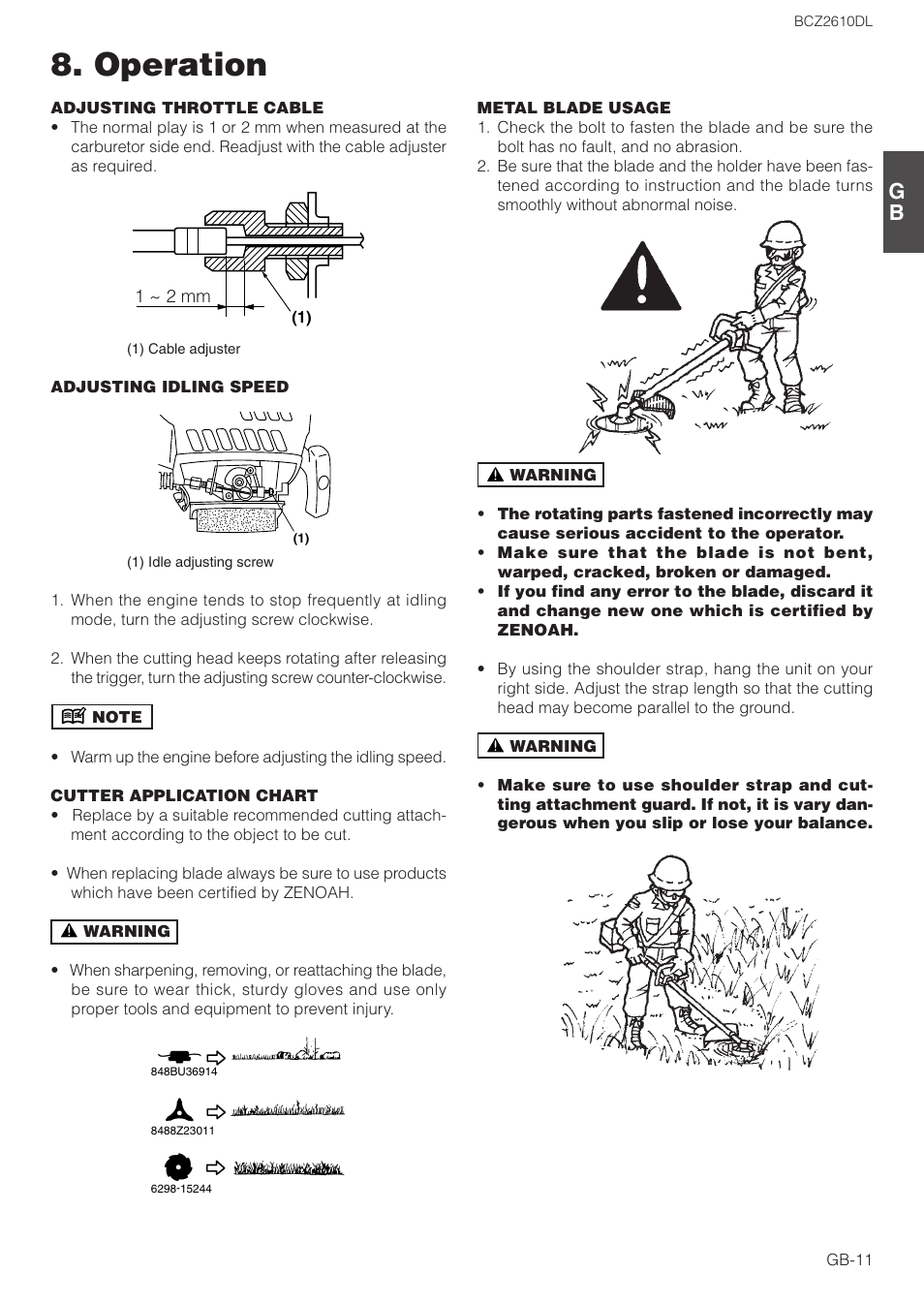 Operation | Zenoah BCZ2610DL User Manual | Page 11 / 16