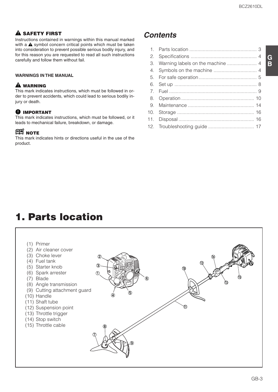 Zenoah BCZ2610DL User Manual | Page 3 / 16