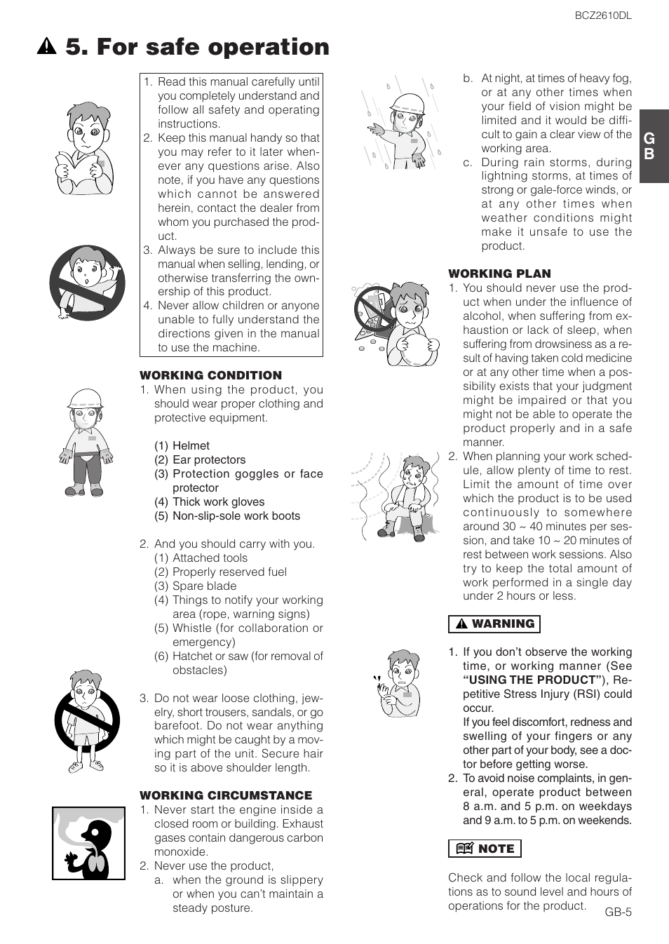 For safe operation | Zenoah BCZ2610DL User Manual | Page 5 / 16