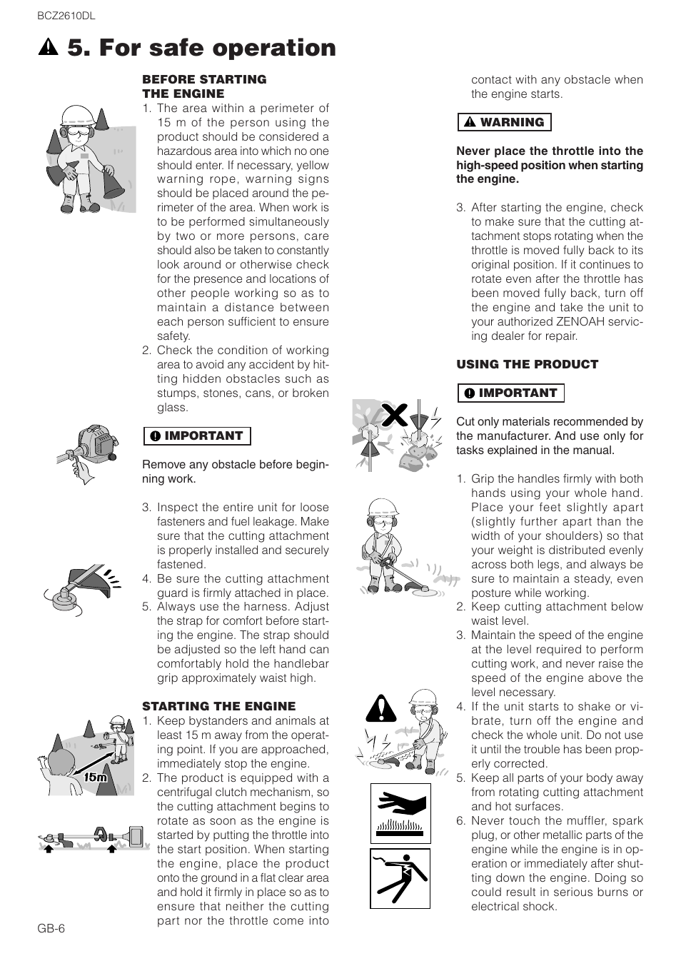 For safe operation | Zenoah BCZ2610DL User Manual | Page 6 / 16