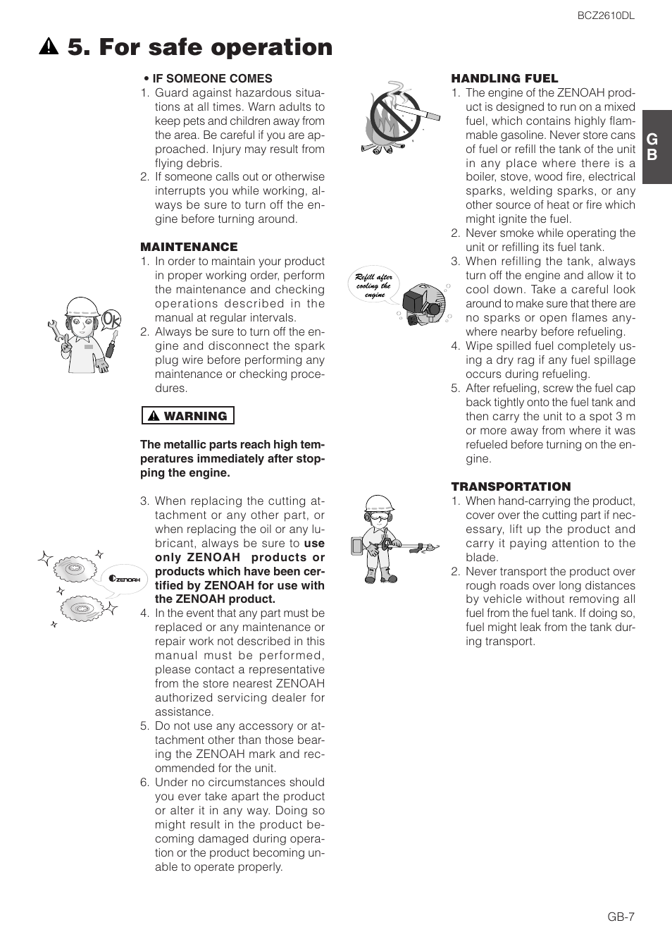 For safe operation | Zenoah BCZ2610DL User Manual | Page 7 / 16