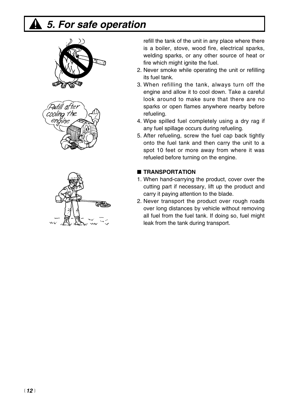 For safe operation | Zenoah EXtremeTM EXZ2500S User Manual | Page 12 / 60