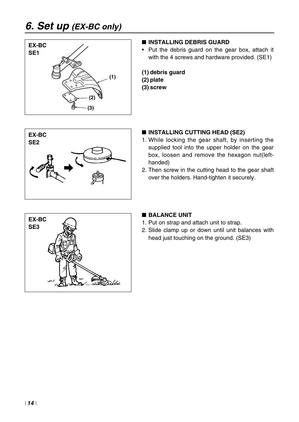 Set up, Ex-bc only) | Zenoah EXtremeTM EXZ2500S User Manual | Page 14 / 60