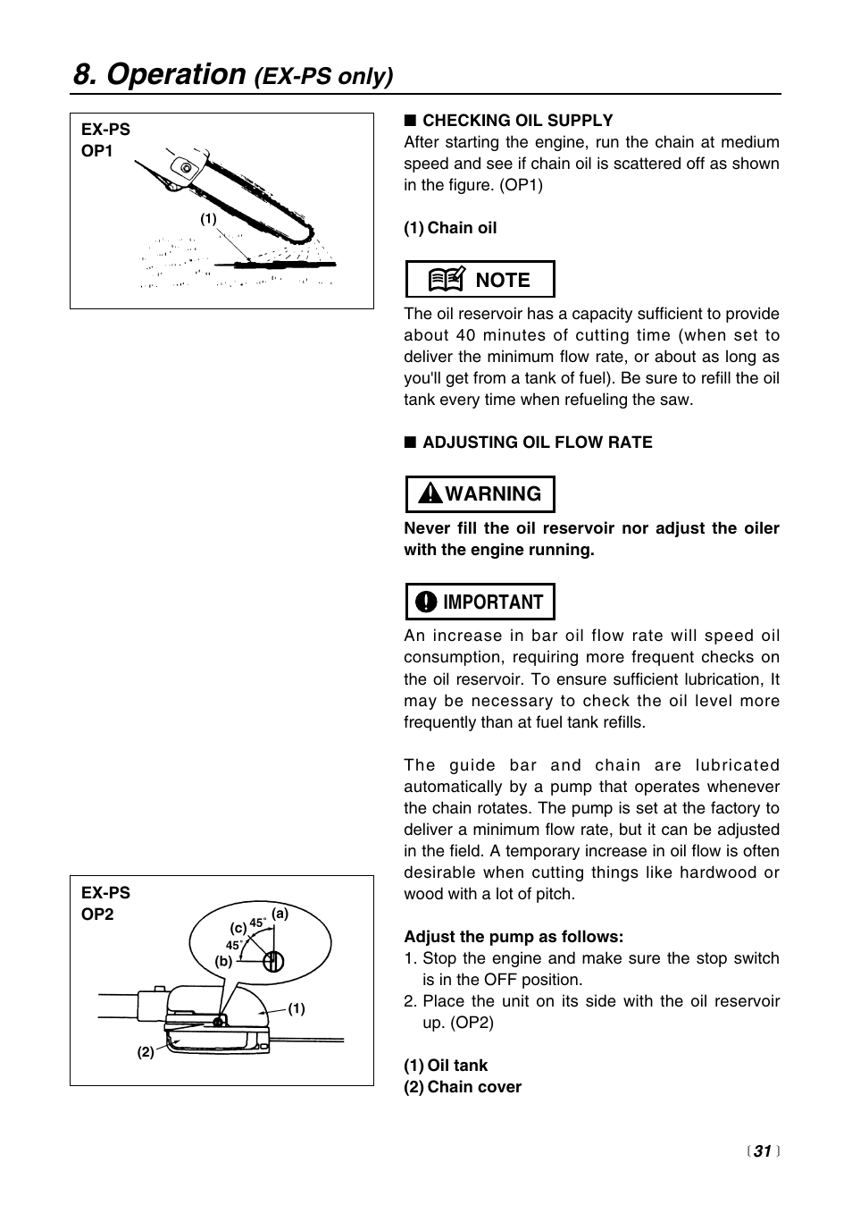 Operation, Ex-ps only) | Zenoah EXtremeTM EXZ2500S User Manual | Page 31 / 60