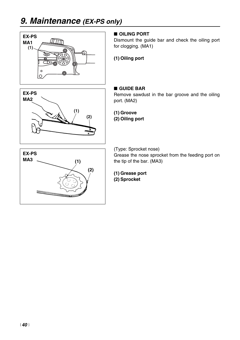 Maintenance, Ex-ps only) | Zenoah EXtremeTM EXZ2500S User Manual | Page 40 / 60