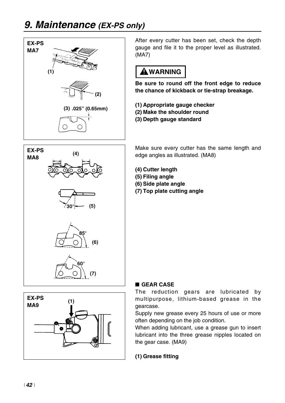 Maintenance, Ex-ps only) | Zenoah EXtremeTM EXZ2500S User Manual | Page 42 / 60