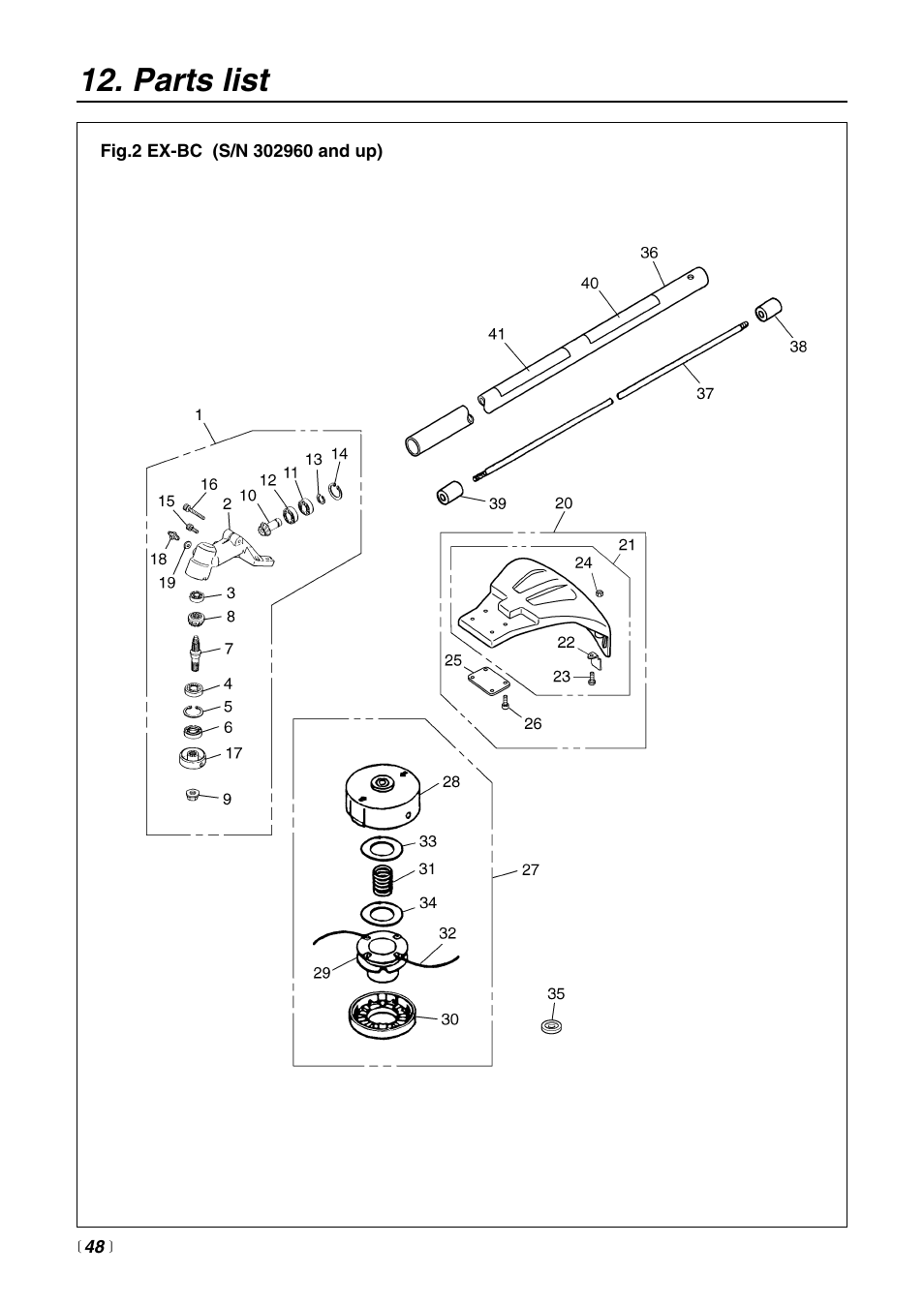 Parts list | Zenoah EXtremeTM EXZ2500S User Manual | Page 48 / 60