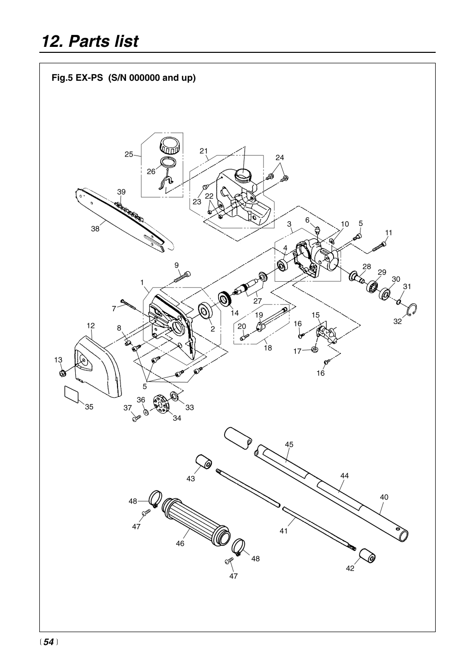 Parts list | Zenoah EXtremeTM EXZ2500S User Manual | Page 54 / 60