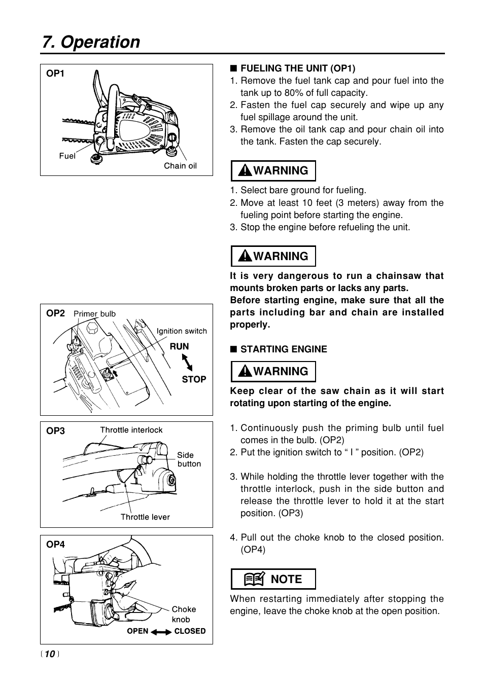 Operation | Zenoah G3100T User Manual | Page 10 / 28