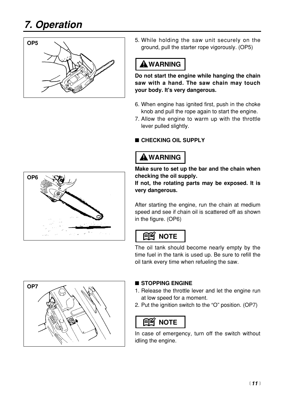 Operation | Zenoah G3100T User Manual | Page 11 / 28