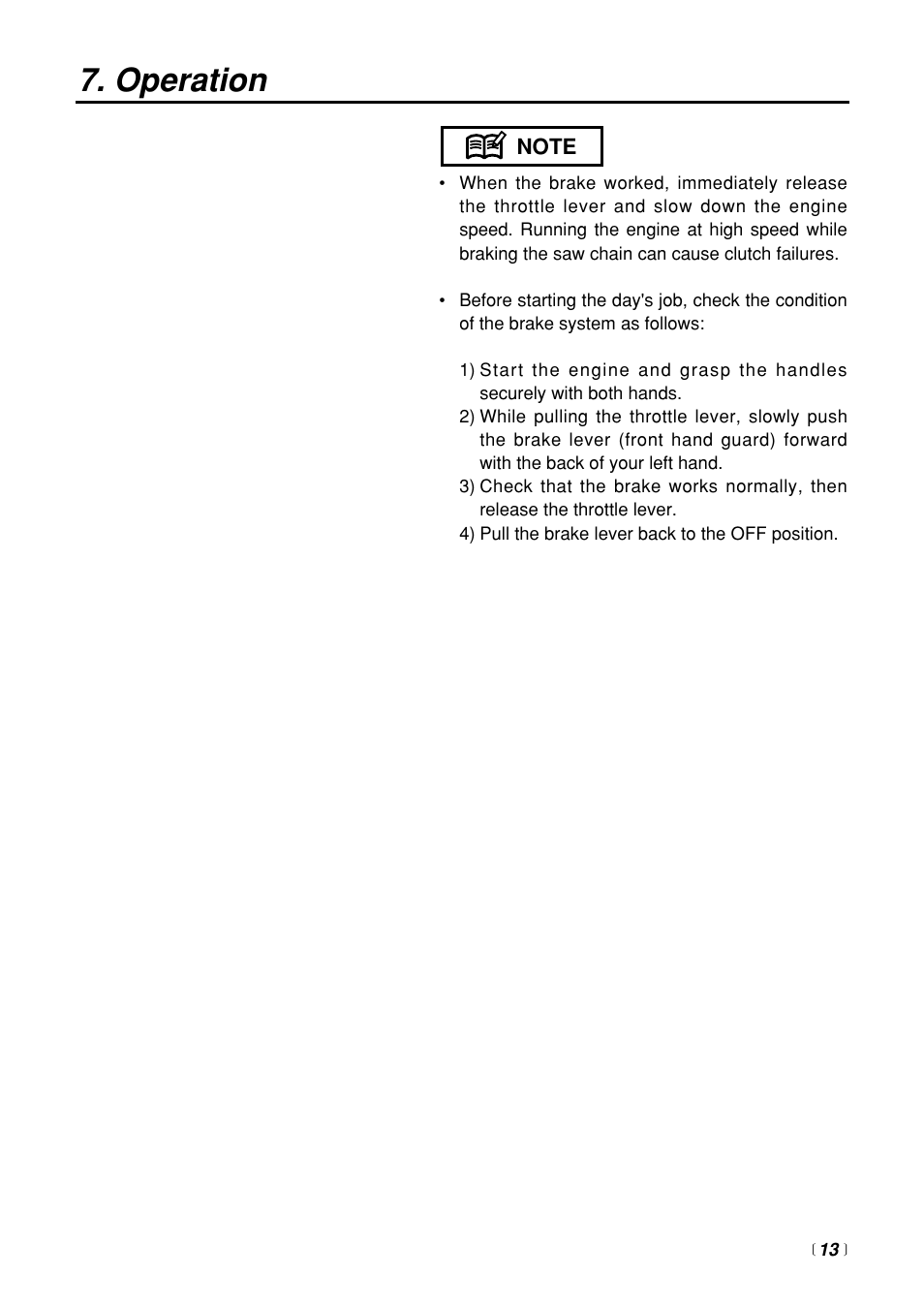 Operation | Zenoah G3100T User Manual | Page 13 / 28