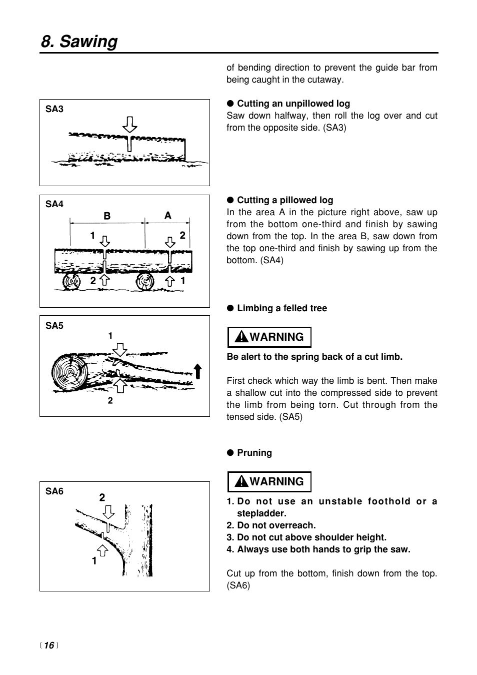 Sawing | Zenoah G3100T User Manual | Page 16 / 28