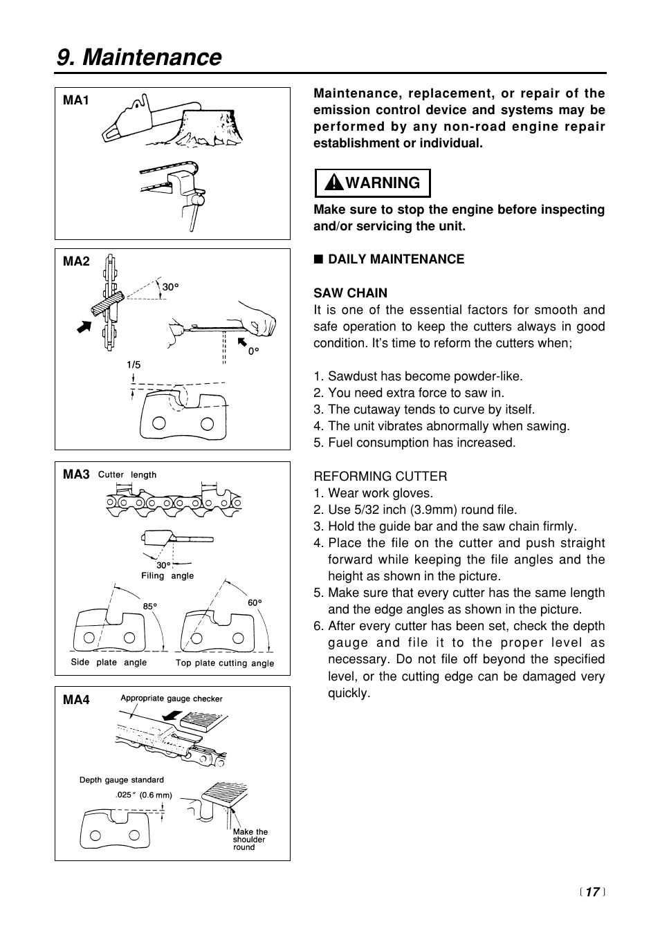 Maintenance | Zenoah G3100T User Manual | Page 17 / 28