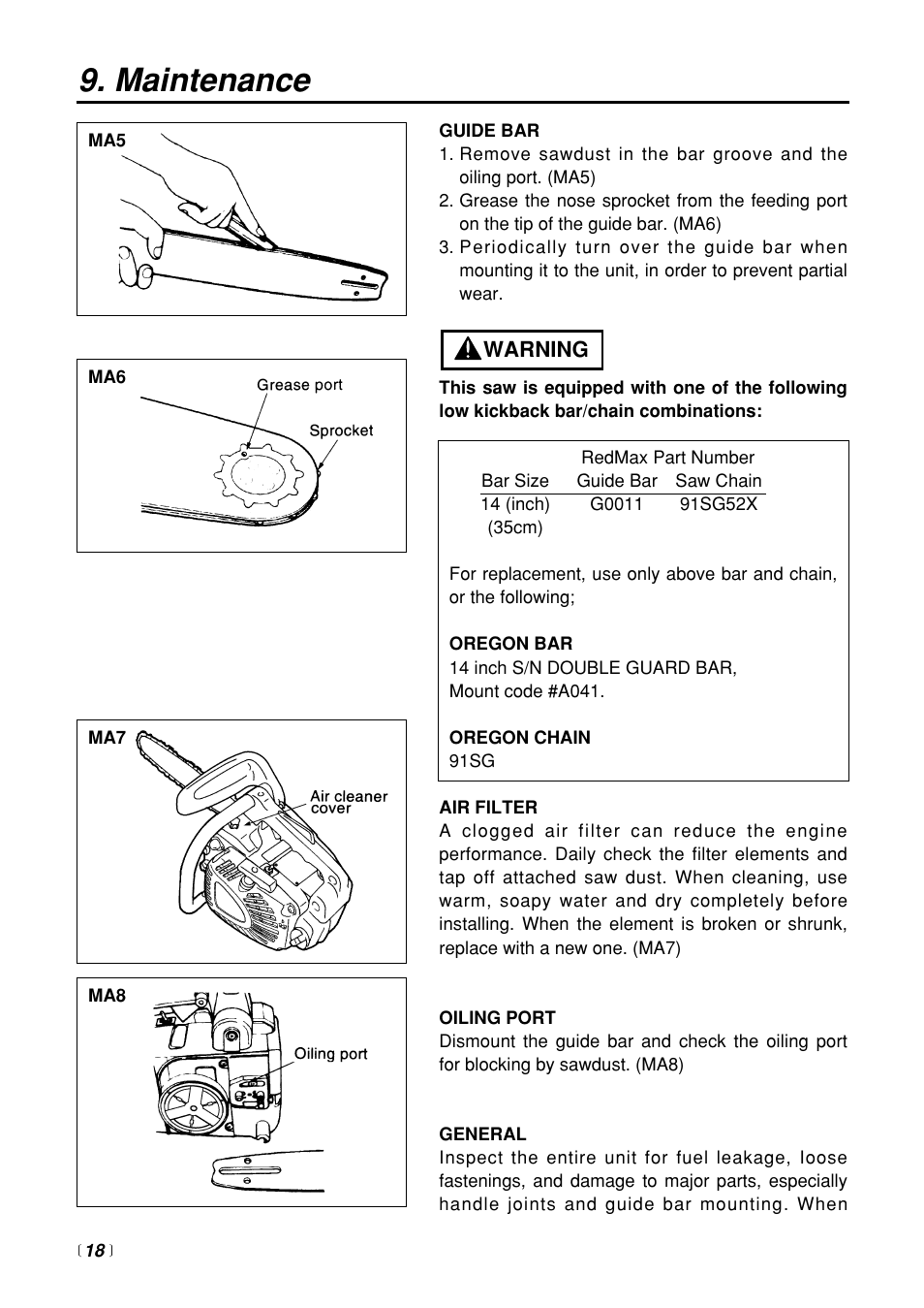 Maintenance | Zenoah G3100T User Manual | Page 18 / 28