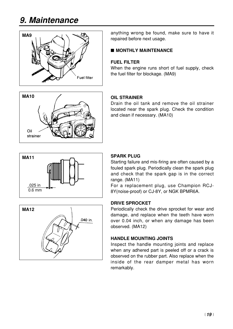 Maintenance | Zenoah G3100T User Manual | Page 19 / 28