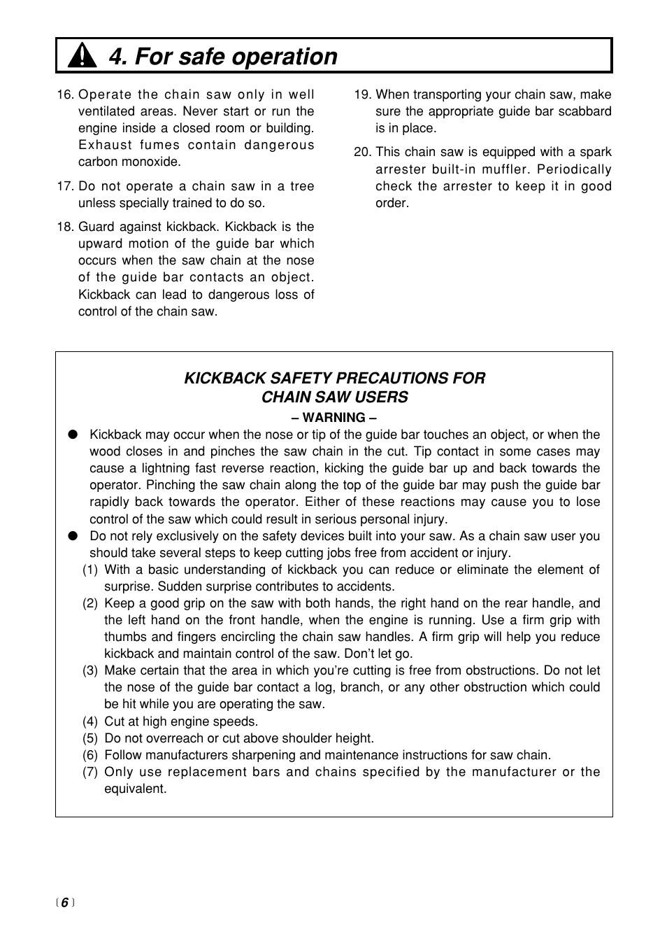 For safe operation | Zenoah G3100T User Manual | Page 6 / 28