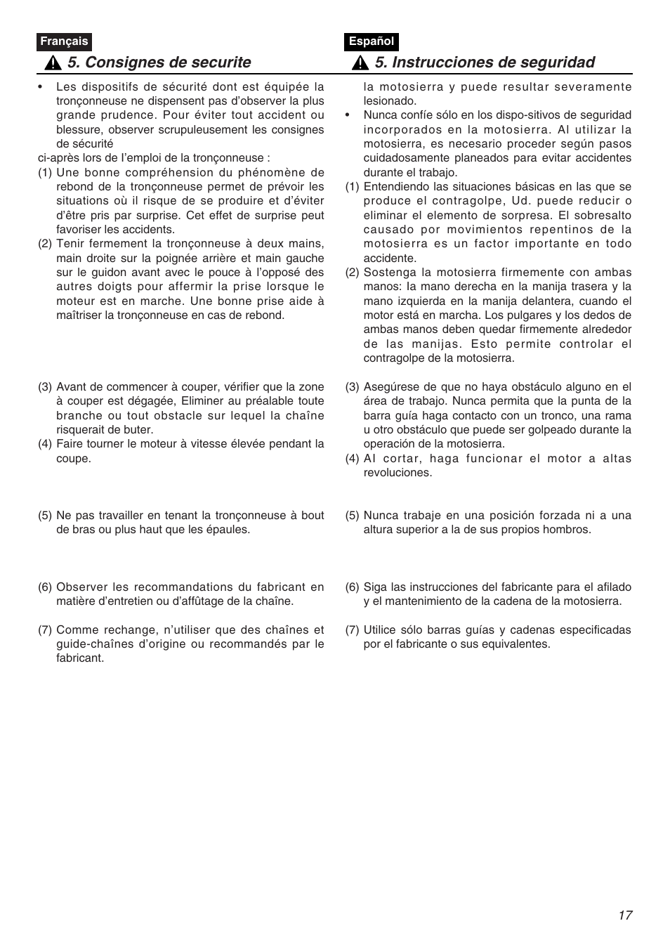 Zenoah KOMATSU G5000AVS User Manual | Page 17 / 72