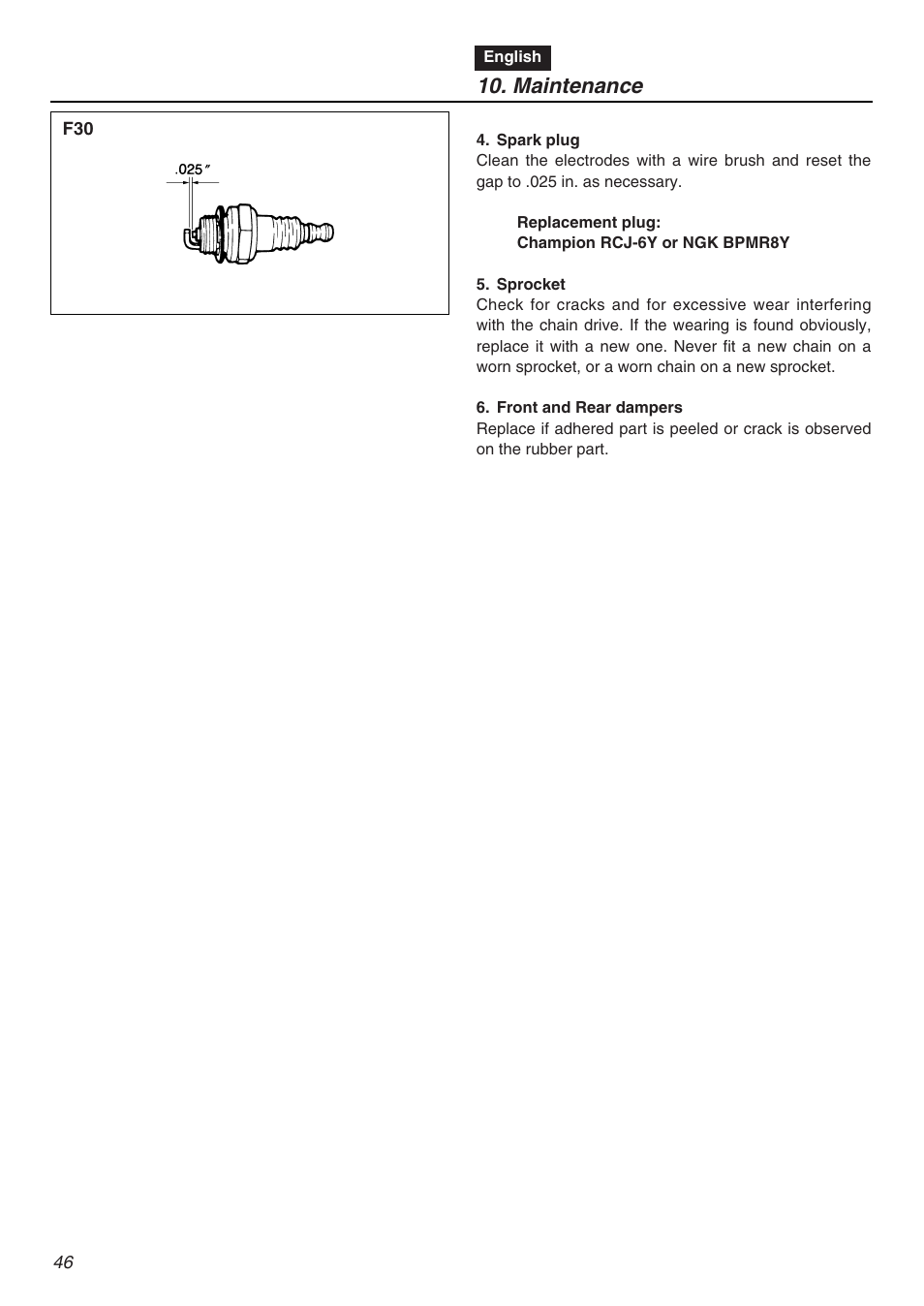 Maintenance | Zenoah KOMATSU G5000AVS User Manual | Page 46 / 72