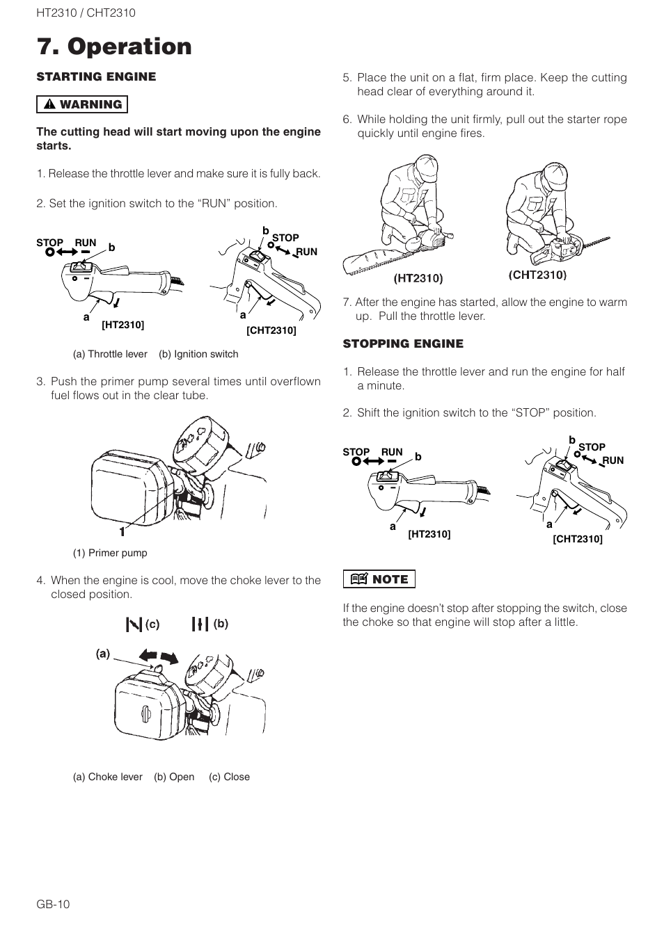 Operation | Zenoah CHT2310 User Manual | Page 10 / 15