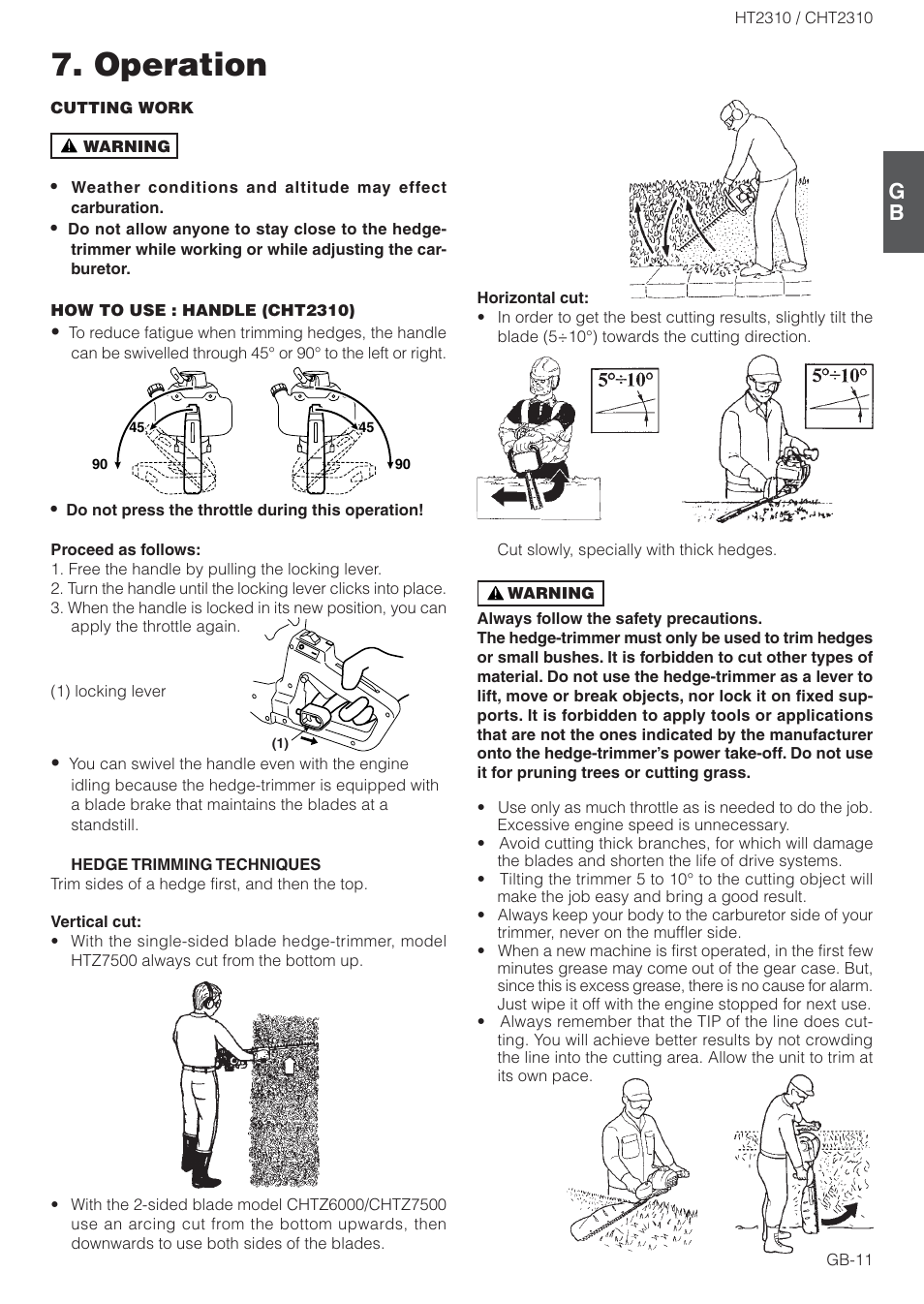 Operation | Zenoah CHT2310 User Manual | Page 11 / 15