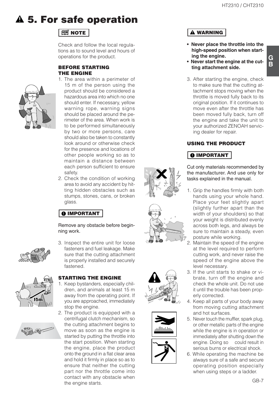 For safe operation | Zenoah CHT2310 User Manual | Page 7 / 15