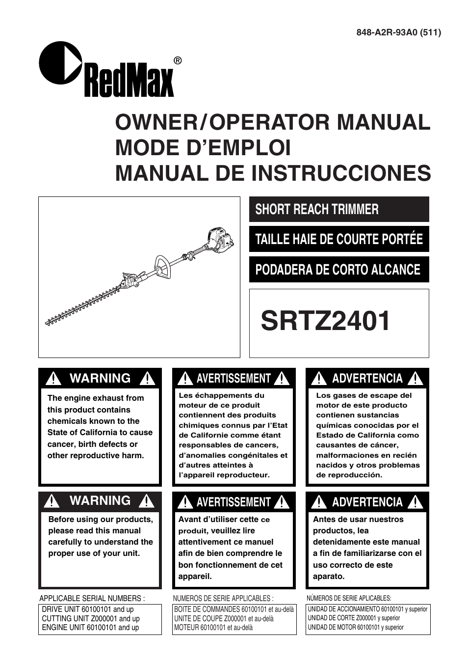 Zenoah RedMax SRTZ2401 User Manual | 56 pages