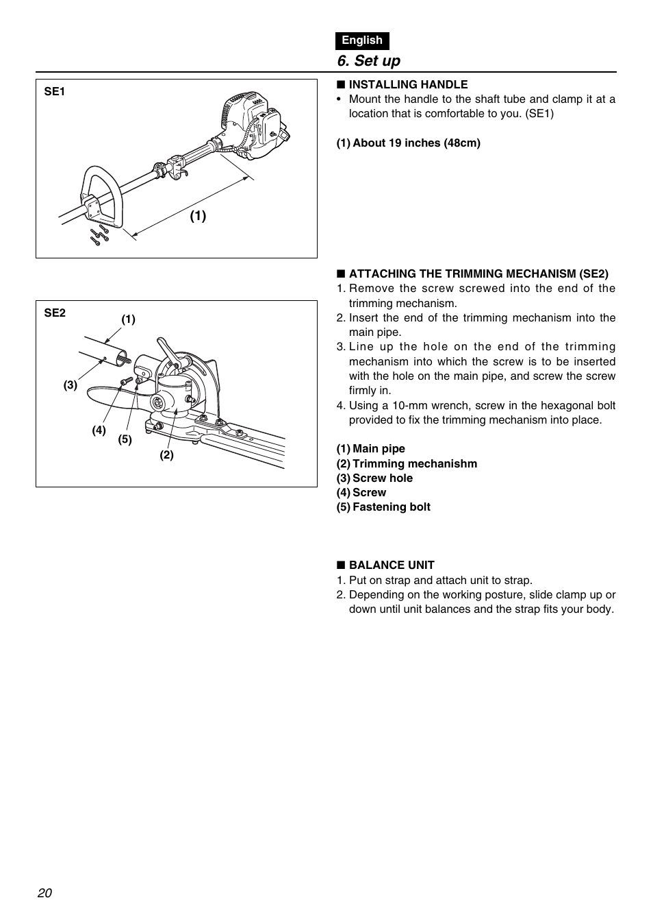 Set up | Zenoah RedMax SRTZ2401 User Manual | Page 20 / 56