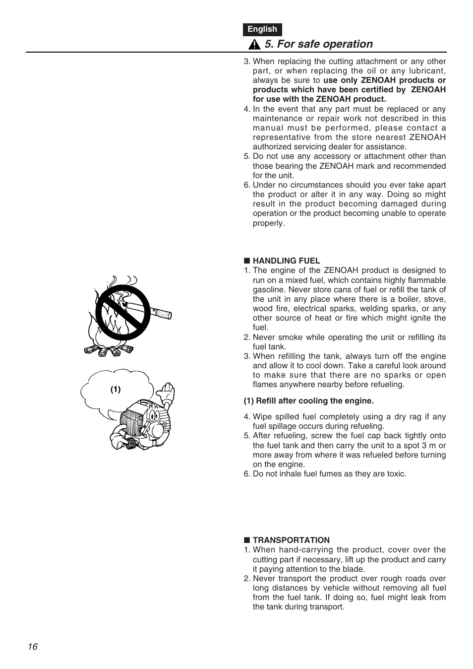 For safe operation | Zenoah CHT2200 User Manual | Page 16 / 48