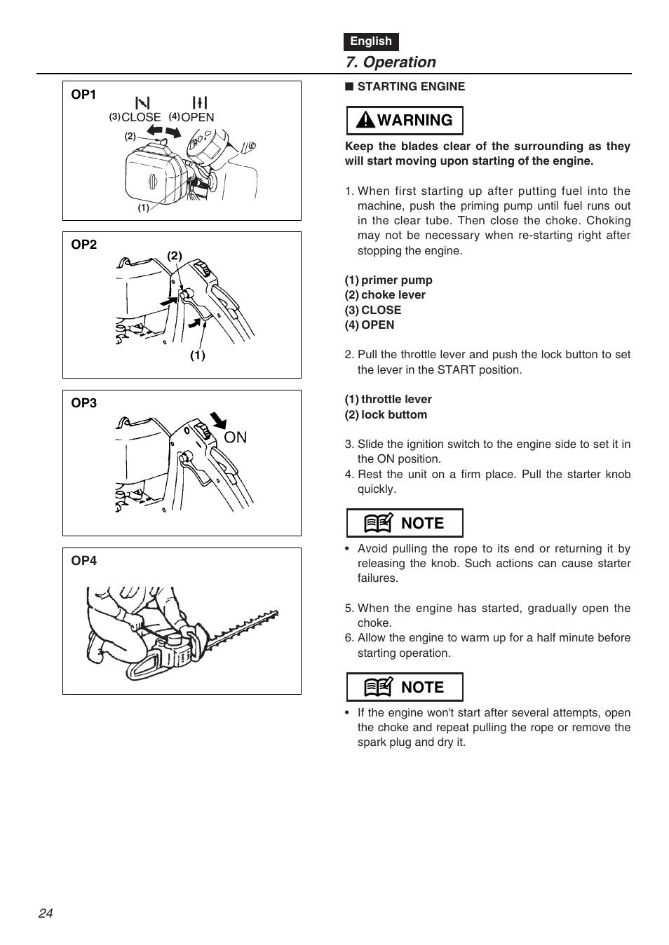 Operation | Zenoah CHT2200 User Manual | Page 24 / 48