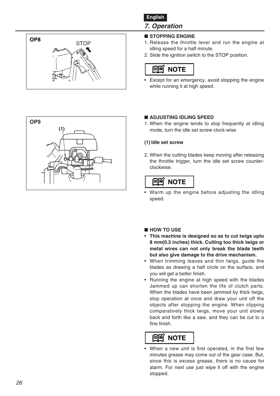 Operation | Zenoah CHT2200 User Manual | Page 26 / 48