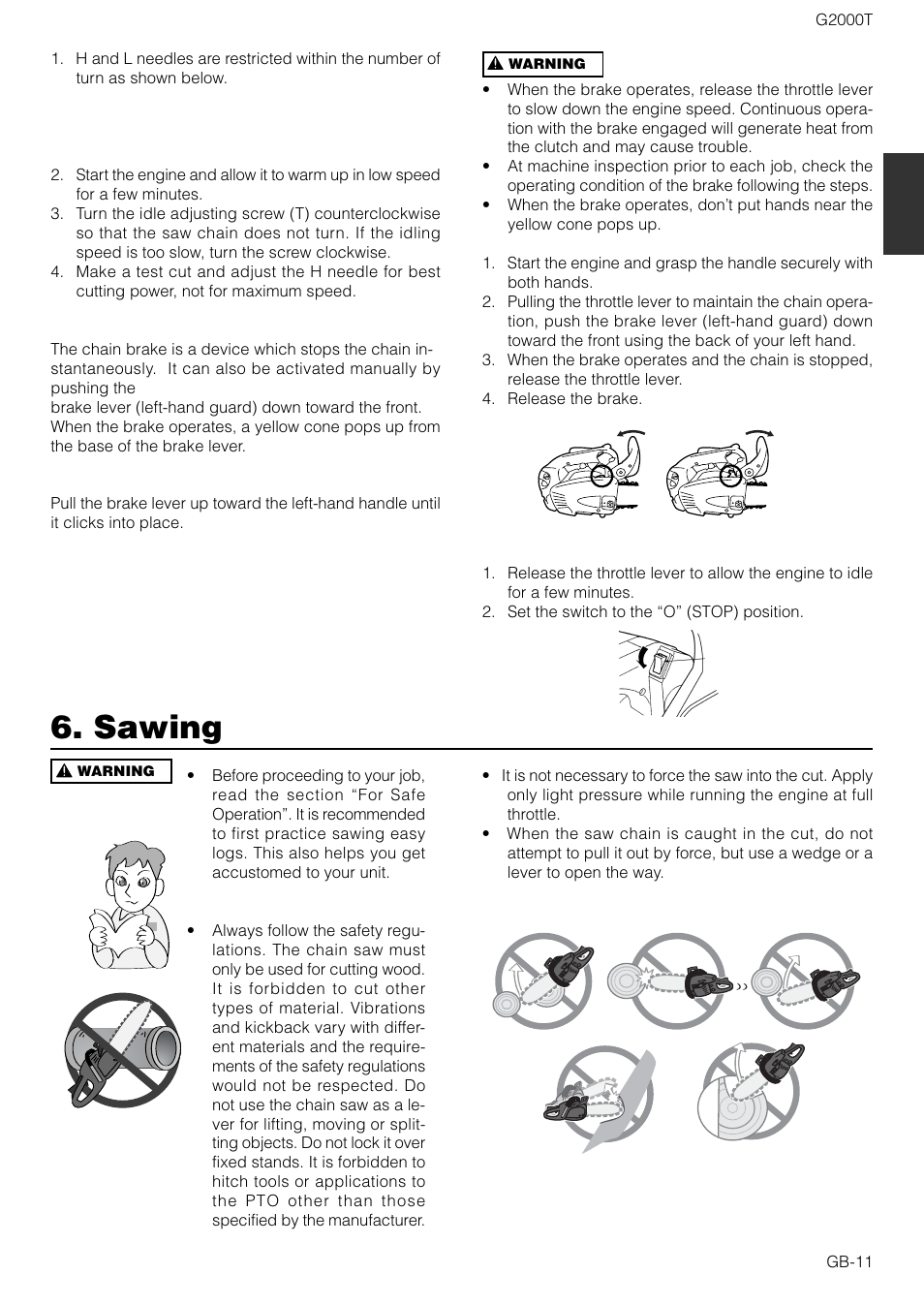 Sawing | Zenoah G2000T User Manual | Page 11 / 16