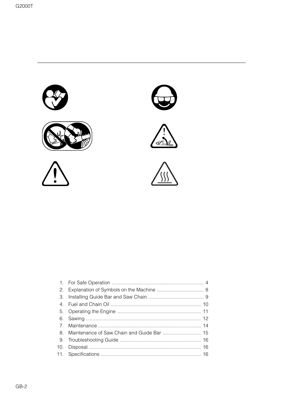Zenoah G2000T User Manual | Page 2 / 16